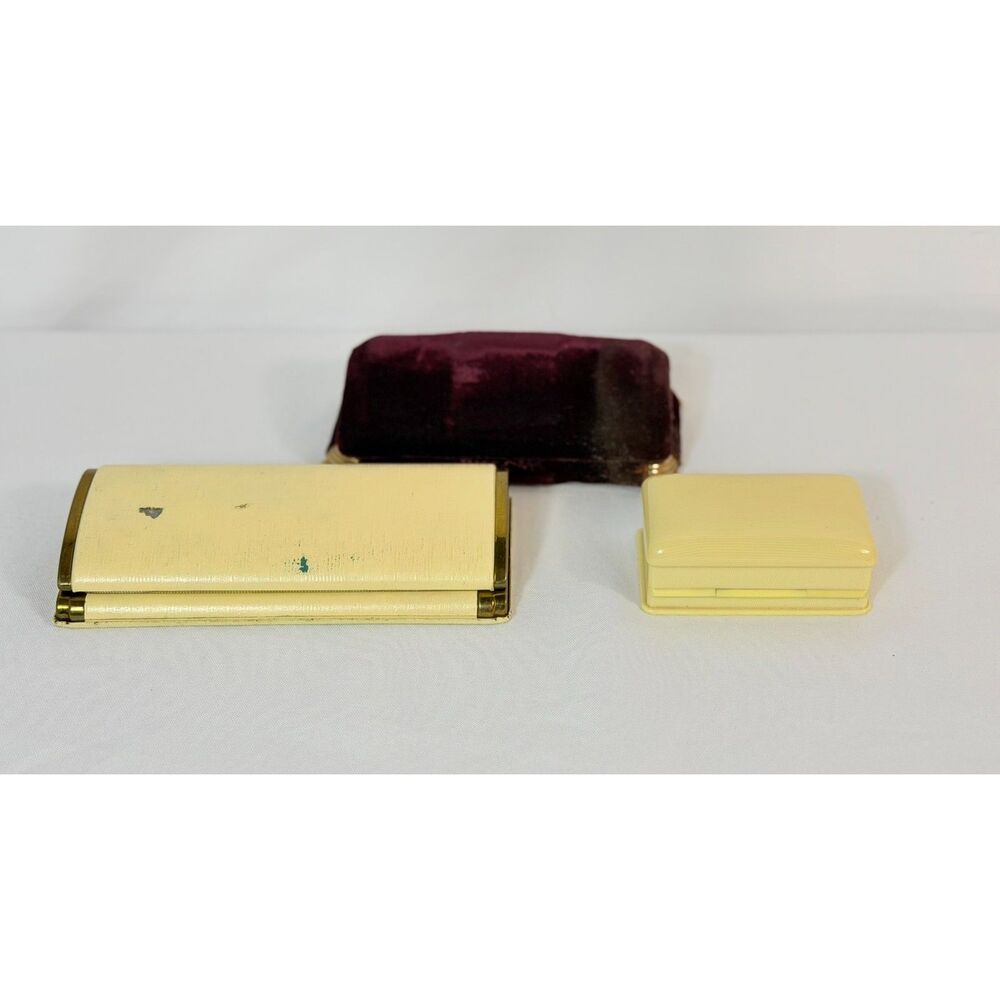 VTG Bulova Parker Jewelry Watch Earring Boxes Lot 3 Celluloid Velvet Hinged